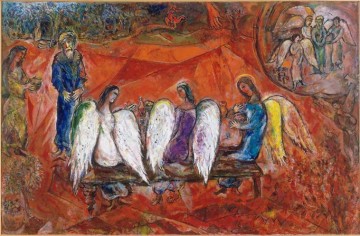 Abraham y tres ángeles contemporáneo Marc Chagall Pinturas al óleo